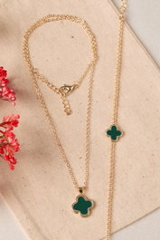 Heliophilia Silver Conjunto de Collar y Pulsera Dorado